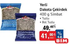 SİMBAT YERLİ DAKOTA ÇEKİRDEK 400 G fiyat ve kampanya bilgisi